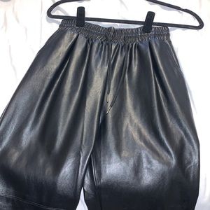 Venti.6 Black Leather Joggers